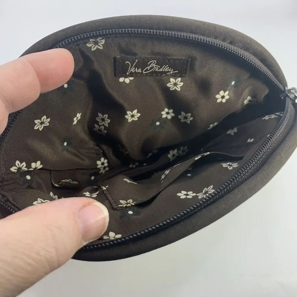 VERA BRADLEY Crescent Cosmetic Bag ESPRESSO BROWN Clutch